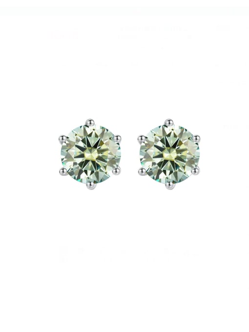 2 Carats [Blue Green Mosonite] 925 Sterling Silver Moissanite Geometric Dainty Stud Earring
